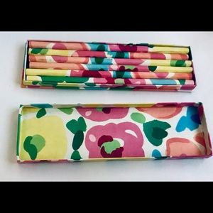 New Two’s Company Floral Pencil Case and 6 Pencils